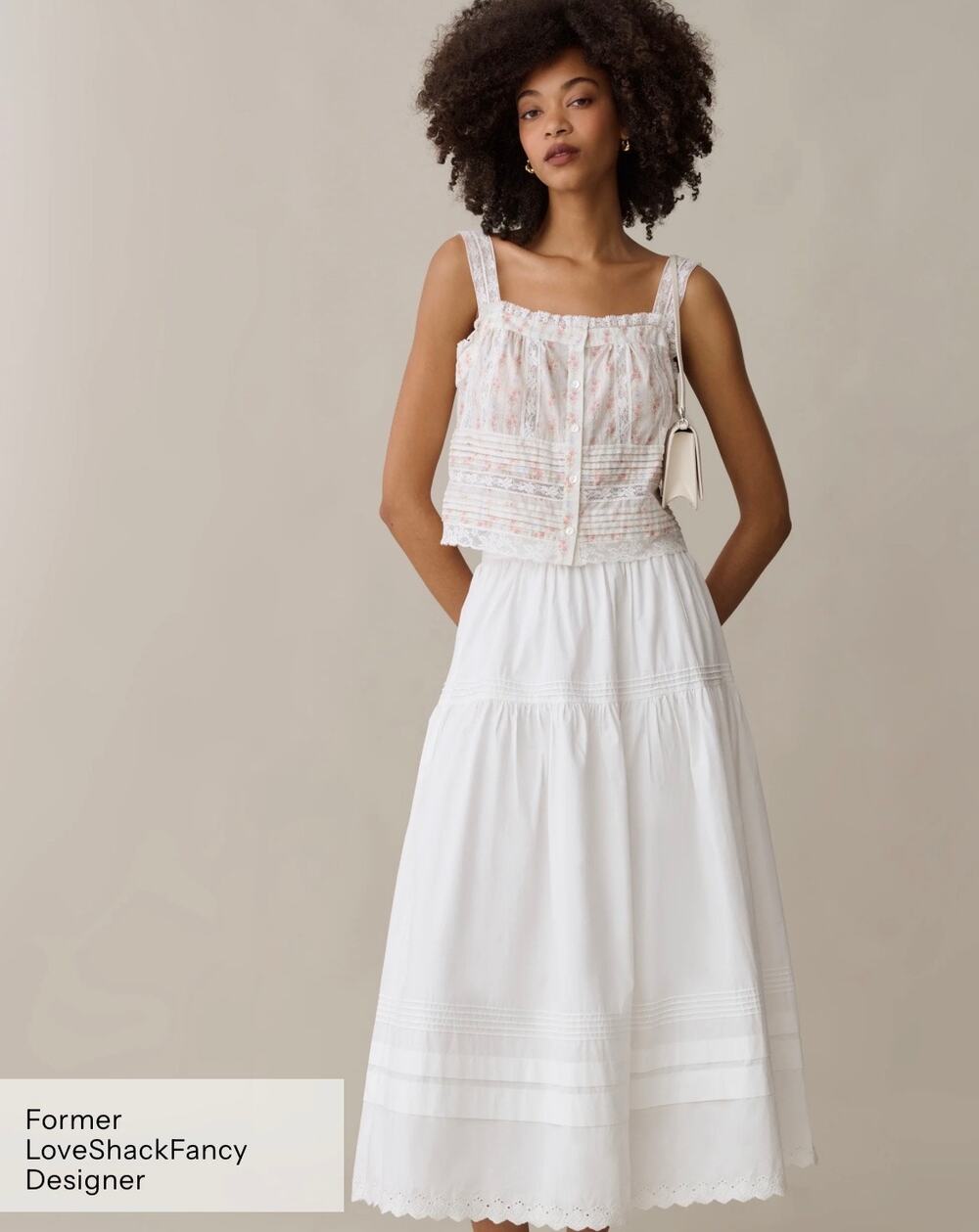 sorella few Moda misty Cotton Top rosy ribbon cream $197 sz 6